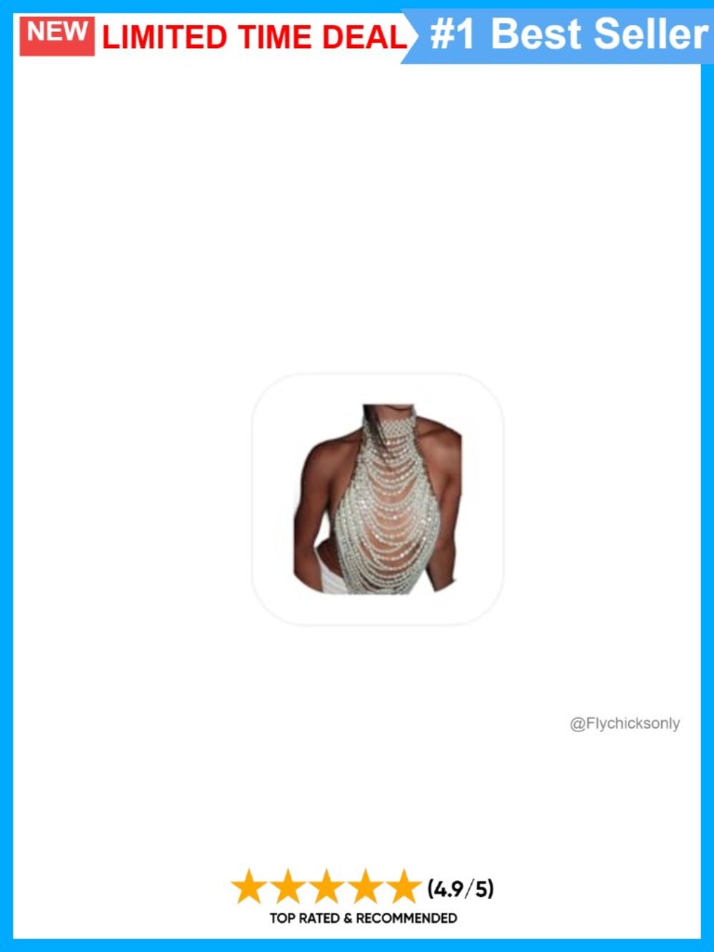 Pearl Beaded Chest Chain Halter Top Body Jewelry for Women